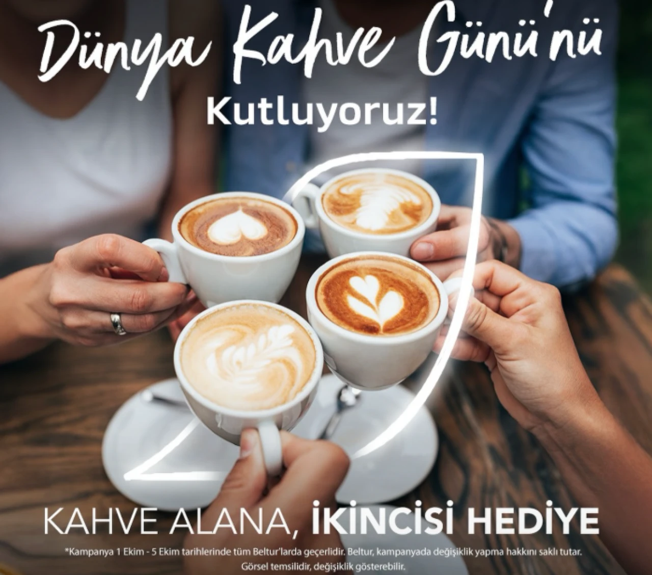 Beltur'da 5 Ekim'e kadar ikinci kahve ücretsiz.. Dünya Kahve Günü indirimleri!