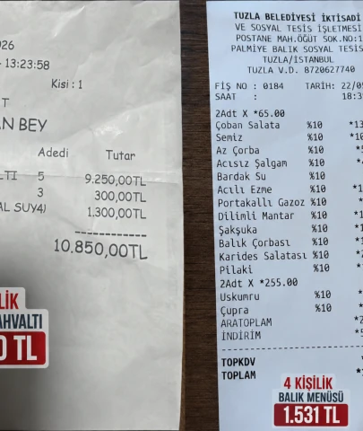 Ucuza da satmak mümkün! 4 kişilik akşam yemeği 1531 TL