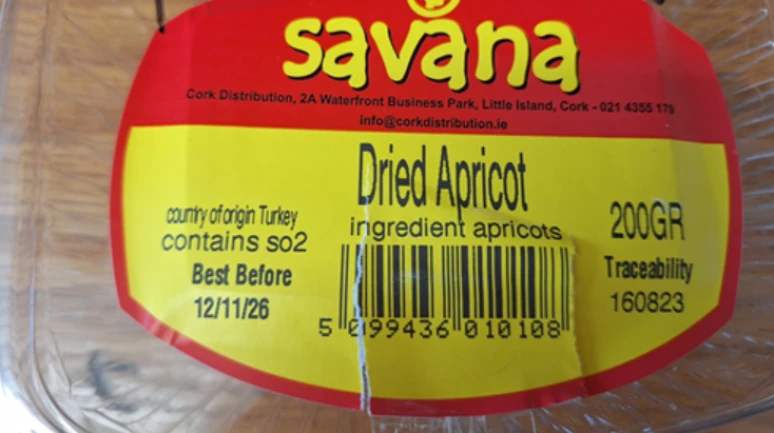 Türk kuru kayısısı için İrlanda'da toplatma kararı; Bildirilmeyen alerjen uyarısı