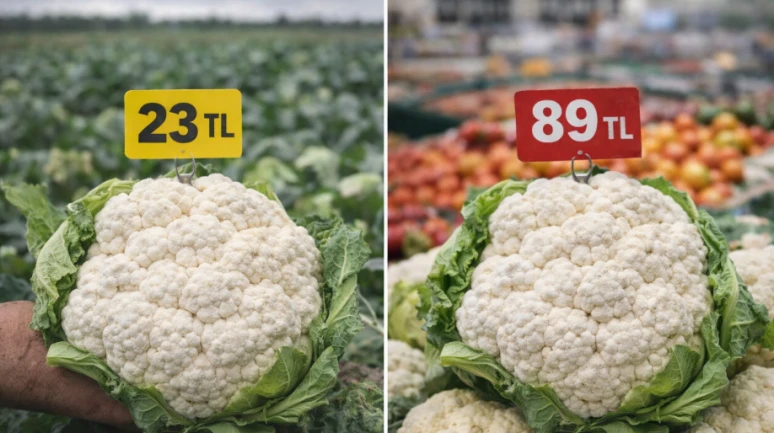 Karnabahar tarlada 23 lira markette 89 lira; Fark yüzde 275